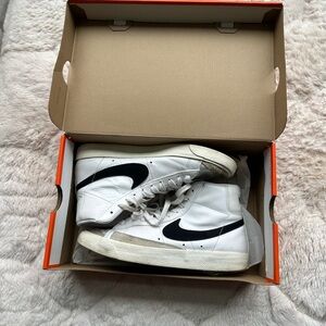 Nike White and Black High-Top Vintage Blazers